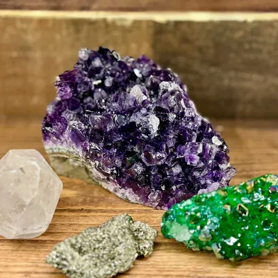 Amethyst, Clear Quartz, Pyrite, Green Quartz in Savannah