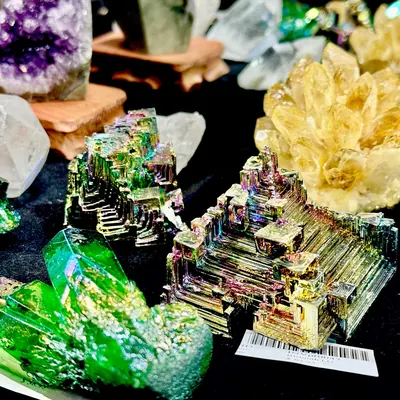 Bismuth, Citrine, Amethyst, Green Quartz crystal shop savannah ga